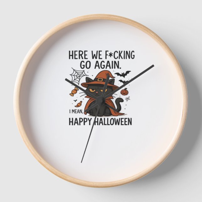 Grumpy Cat Halloween Classic T-Shirt Clock (Front)