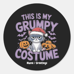 Grumpy Cat Halloween Costume Funny Holiday Animal Classic Round Sticker
