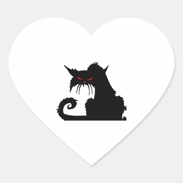 Grumpy cat    heart sticker (Front)