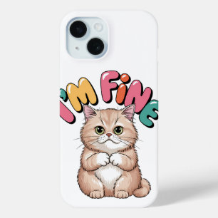 Grumpy Cat "I'm Fine" Funny Cartoon Shirt iPhone 15 Case