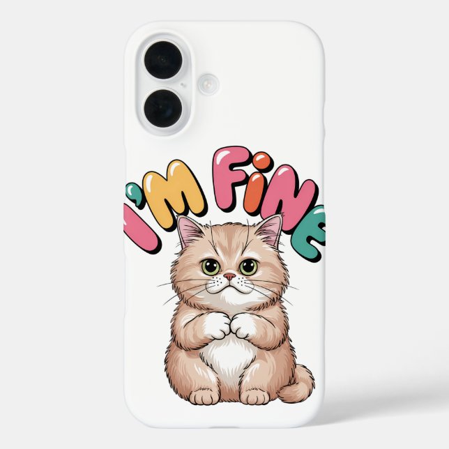 Grumpy Cat "I'm Fine" Funny Cartoon Shirt Case-Mate iPhone Case (Back)
