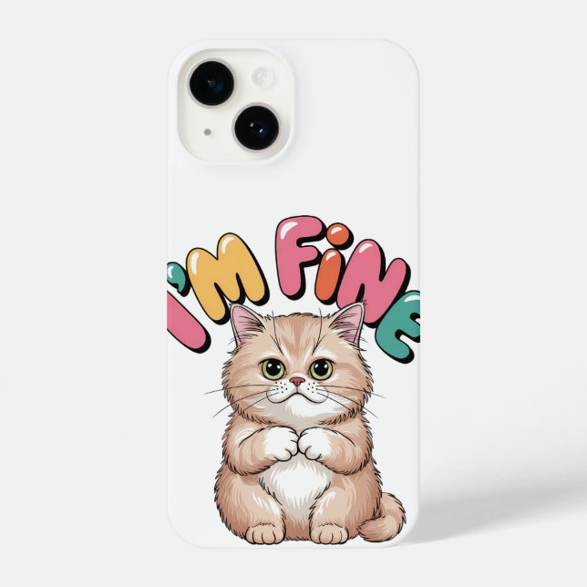 Grumpy Cat "I'm Fine" Funny Cartoon Shirt iPhone Case (Back)