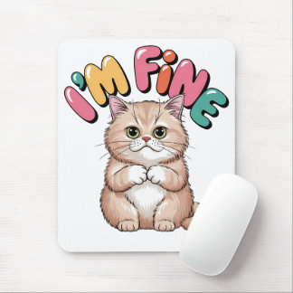 Grumpy Cat "I'm Fine" Funny Cartoon Shirt Mouse Pad