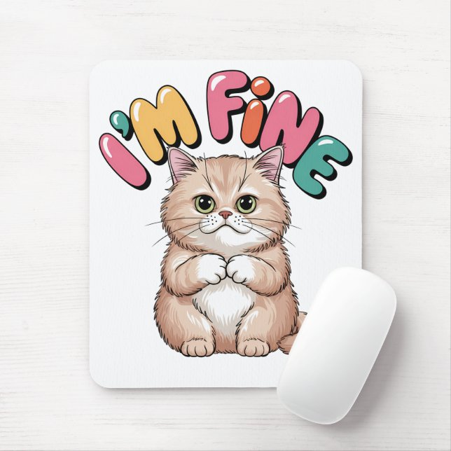 Grumpy Cat "I'm Fine" Funny Cartoon Shirt Mouse Pad (With Mouse)