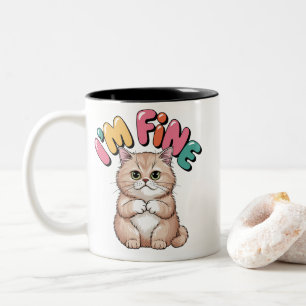 Grumpy Cat "I'm Fine" Funny Cartoon Shirt Two-Tone Coffee Mug