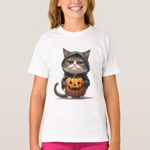 Grumpy Cat In Pumpkin Witch Costume Halloween 🎃 T-Shirt