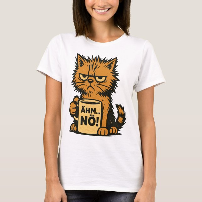 Grumpy Cat Kaffeetasse - Um, Nö, funny German T-Shirt (Front)