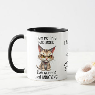 Grumpy Cat Life Begins After Coffee Funny Quote Mug