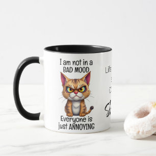 Grumpy Cat Life Begins After Coffee Funny Quote Mug