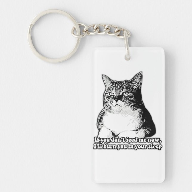 Grumpy cat meme for cat lovers and owners keychain (Front)