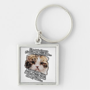 Grumpy cat meme for cat owners and kitty lovers keychain