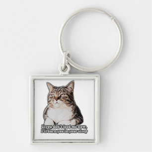 Grumpy cat meme for cat persons and kitten owners keychain