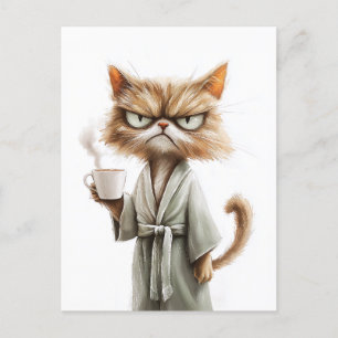 Grumpy Cat Needs Coffee Holiday Postcard