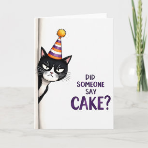 Grumpy Cat Party Hat Birthday Card