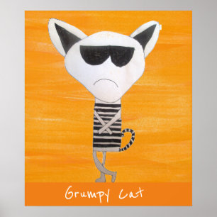 Grumpy cat slogan with sunglasses art poster