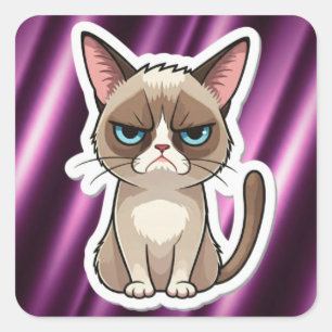 Grumpy cat square sticker