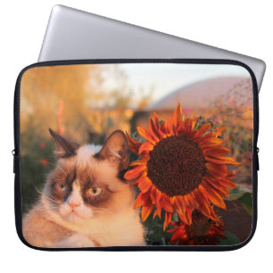 Grumpy Cat Sunflower Laptop Sleeve