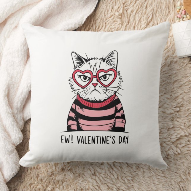 Grumpy Cat Valentine’s Day  Throw Pillow (Blanket)