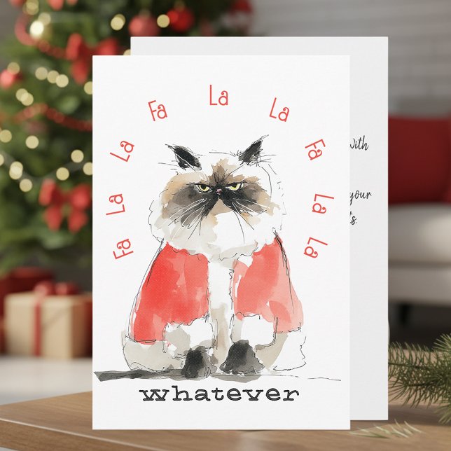 Grumpy Cat Watercolor Funny Anti Christmas Holiday Card (Creator Uploaded)