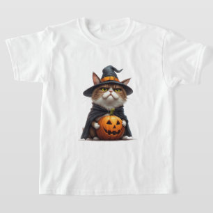 Grumpy Cat Wearing Pumpkin Witch Outfit 🎃 T-Shirt