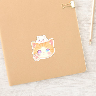 Grumpy Cat with Hamster on Head - NO Sign Sticker