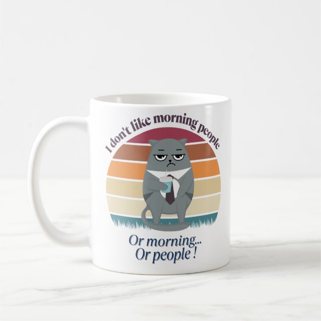 Grumpy Catful Coffee Morning Humour Design Mug (Left)