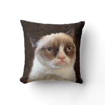 Grumpy Chat Coussin Brown