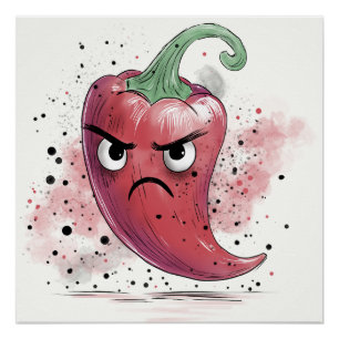 Grumpy Chili Pepper Poster