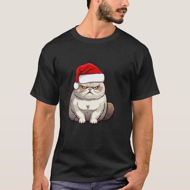 Grumpy Christmas Cat T-Shirt (Front)
