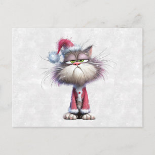 Grumpy Christmas Kitten Postcard