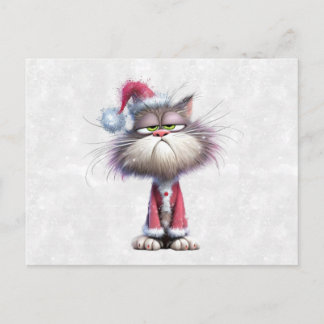 Grumpy Christmas Kitten Postcard