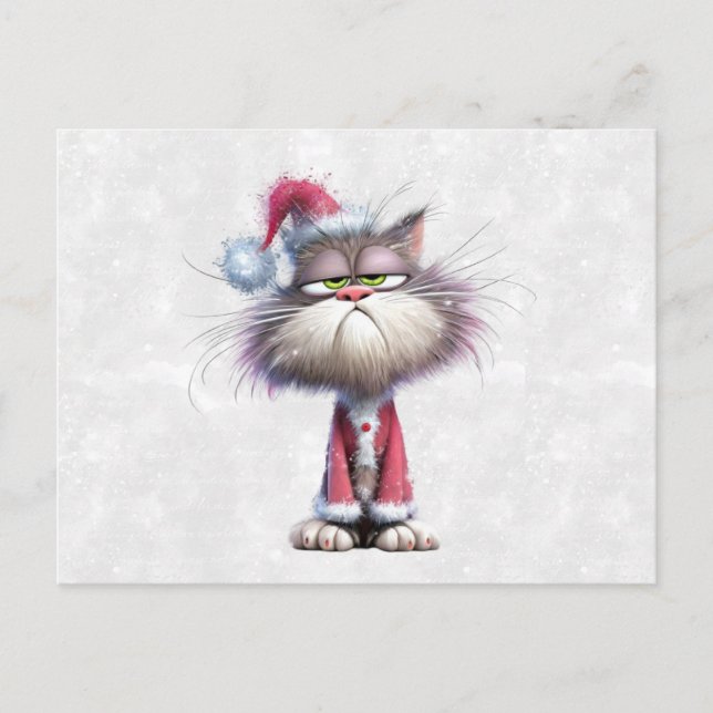 Grumpy Christmas Kitten Postcard (Front)