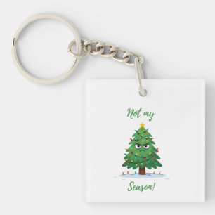 Grumpy Christmas Tree Cartoon – Funny "Not My Seas Keychain