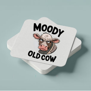 Grumpy Cow Lover Gift Sarcastic Farmer Farm Squar Square Paper Coaster