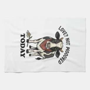 Grumpy Cow Valentine Moody Farm Humour Shirt Kitchen Towel