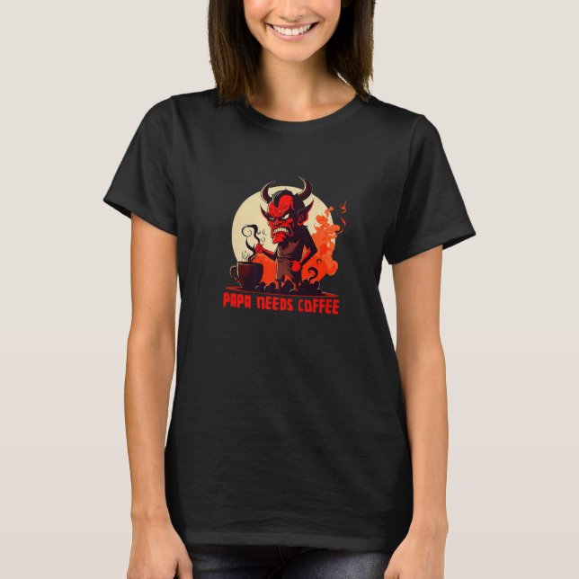 Grumpy Devil - Dad Needs Coffee - Saying Premium T-Shirt (Front)