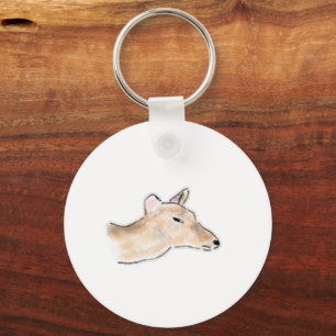 Grumpy Doe Deer Side Eye Profile Drawing Keychain