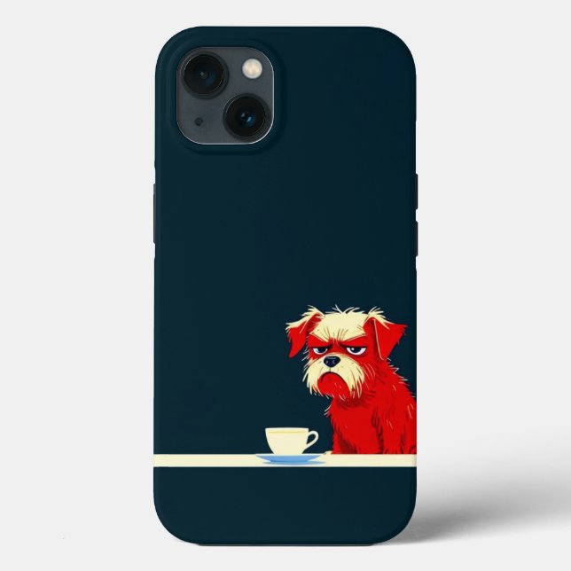 Grumpy Dog Coffee Time - Cute Minimalist Phone Cas Case-Mate iPhone Case (Back)