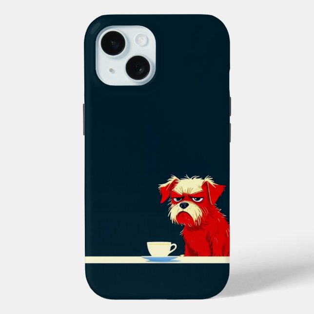 Grumpy Dog Coffee Time - Cute Minimalist Phone Cas Case-Mate iPhone Case (Back)