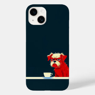 Grumpy Dog Coffee Time - Cute Minimalist Phone Cas Case-Mate iPhone 14 Case