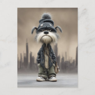 Grumpy Dog in Streetwear Postcard