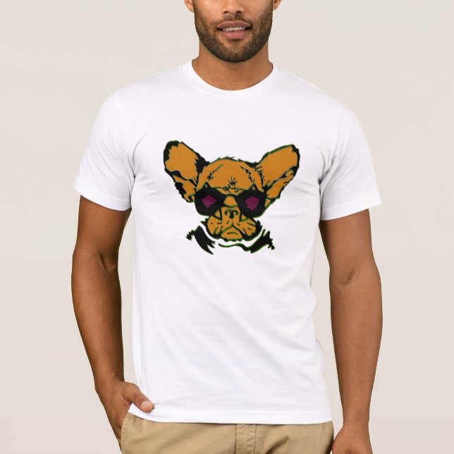 Grumpy dog with retro aviator glasses, Funny Dog T-Shirt (Front)