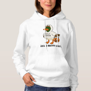 Grumpy Duck in Silly Goose Costume Funny Hallowe Hoodie