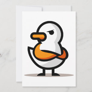 Grumpy Duck Minimalist Cartoon Mascot Announcement