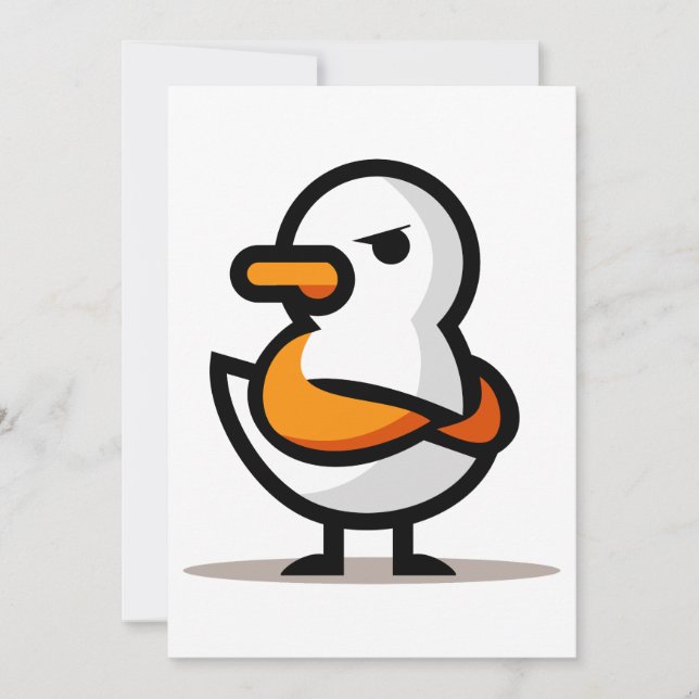  Grumpy Duck Minimalist Cartoon Mascot Announcement (Front)