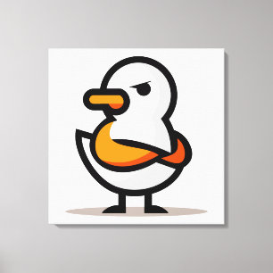 Grumpy Duck Minimalist Cartoon Mascot Canvas Print