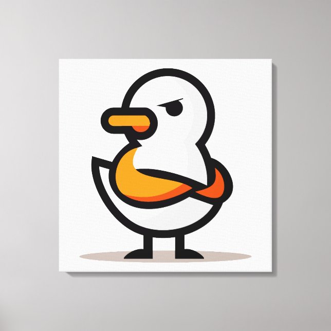  Grumpy Duck Minimalist Cartoon Mascot Canvas Print (Front)