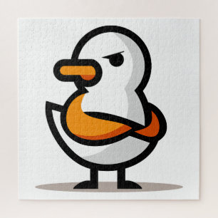  Grumpy Duck Minimalist Cartoon Mascot Jigsaw Puzzle