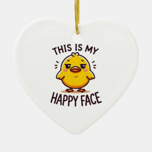 grumpy duck-this is my happy face funny ceramic ornament