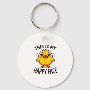 grumpy duck-this is my happy face funny keychain
